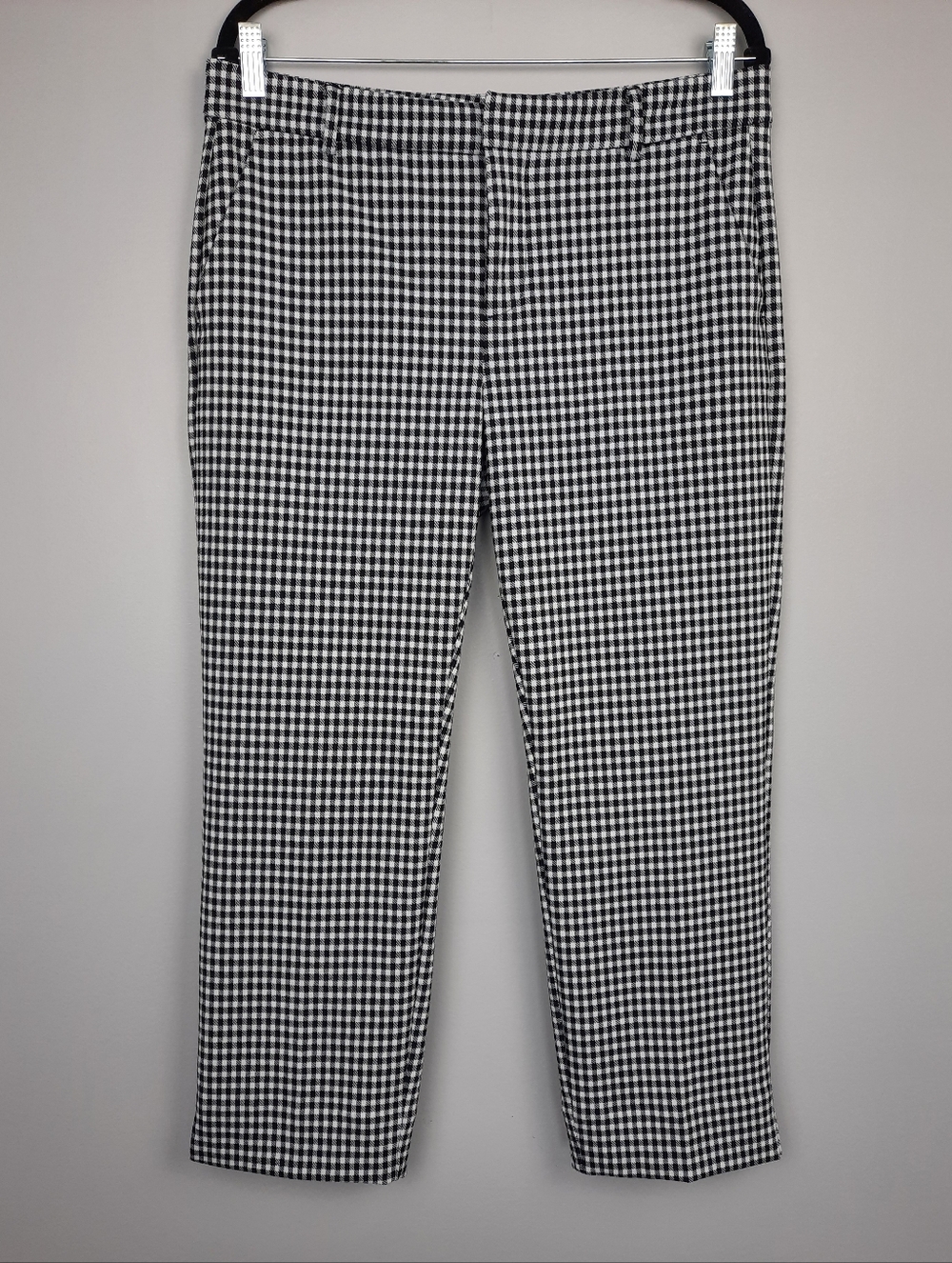 Liverpool Kelsey Straight Leg Ponte Knit Trousers Navy and White Gingham size 8